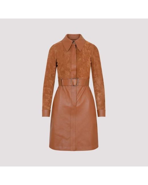 Akris Brown Vicuna Leather Short Dress