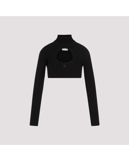 Courreges Black Circle Ockneck Cropped Sweater