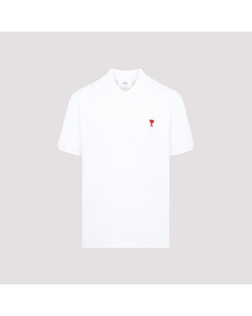 AMI White Ai De Coeur Polo Shirt for men