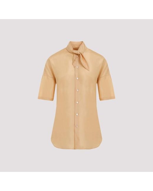 Lemaire Natural Short Sleeves Fitted With Scarf Shirt