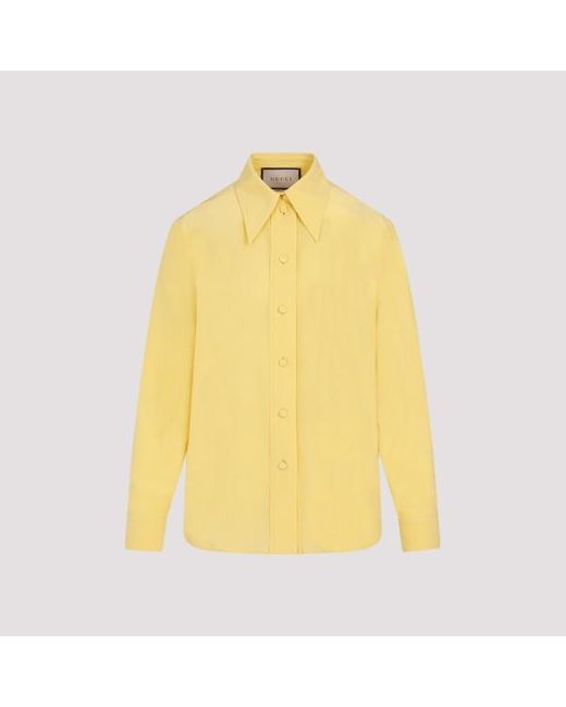 Gucci Yellow Crepe De Chine Shirt