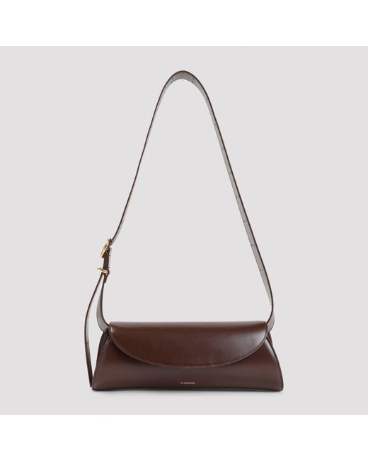 Jil Sander Brown Mini Cannolo Leather Shoulder Bag