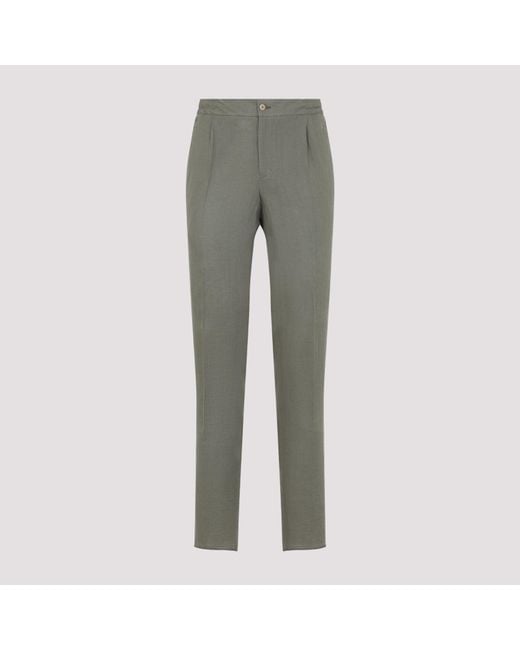 Kiton Gray Linen Pants