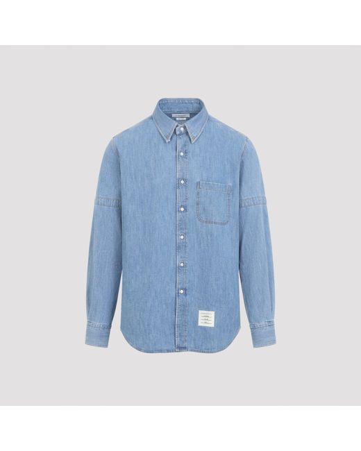 Thom Browne Blue Straight Fit Long Sleeve Shirt for men