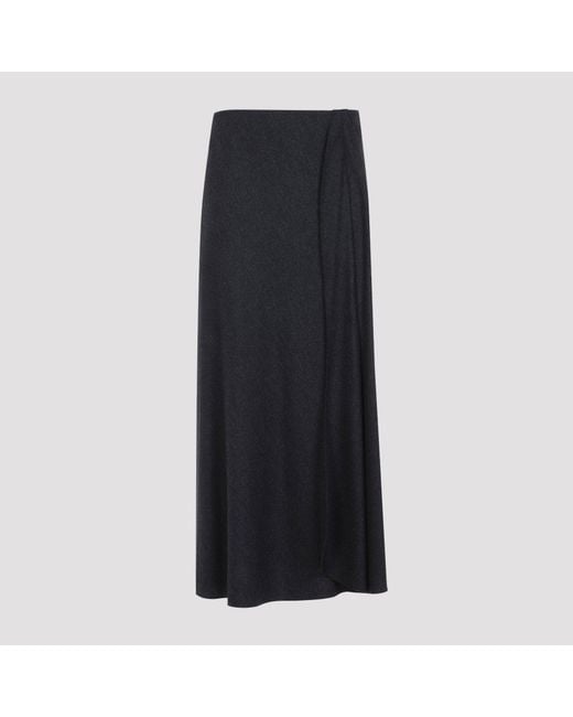 Giorgio Armani Black Wool Cashmere Blend Midi Skirt
