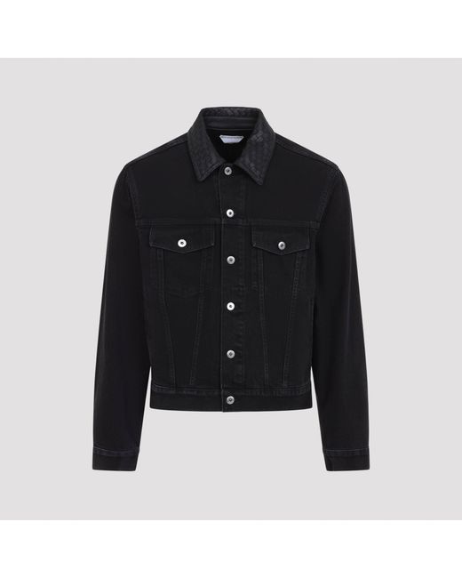 Bottega Veneta Black Intrecciato Collar Denim Jacket for men