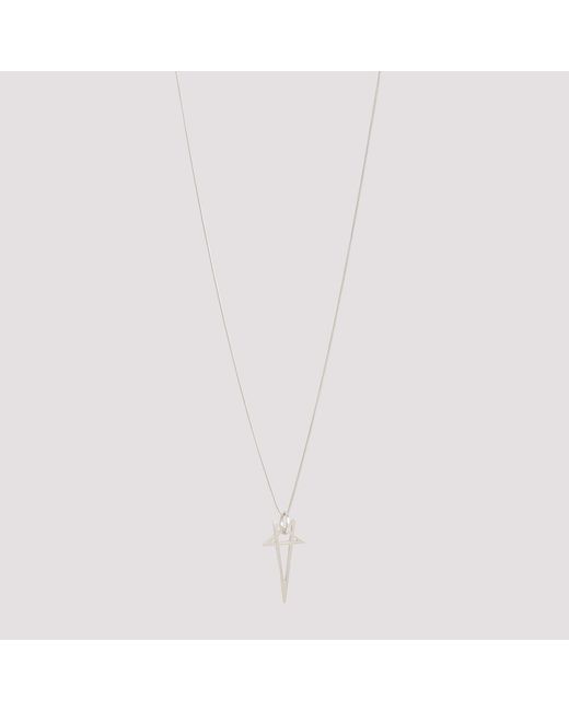 Rick Owens White Pentagram Brass Necklace