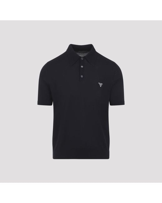Prada Black Knit Polo for men
