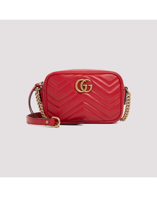 gg marmont small matelassé shoulder bolsa red
