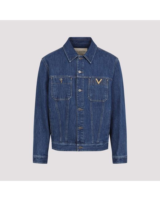 Valentino Blue Denim Jacket With Vgold for men