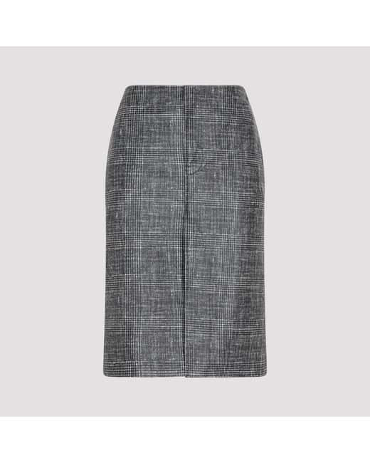Bottega Veneta Gray Printed Leather Midi Skirt For