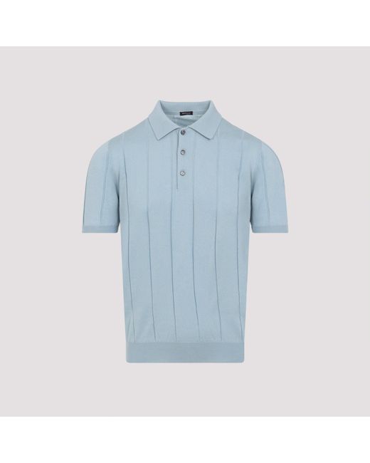 Kiton Blue Cotton Polo for men