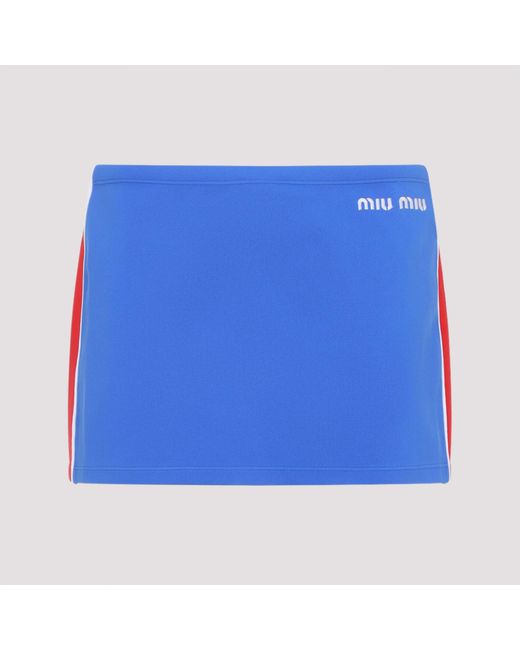 Miu Miu Blue Logo Mini Skirt