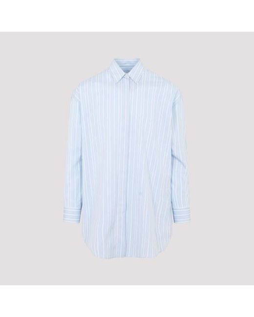Off-White c/o Virgil Abloh Blue Off-white Stripe Poplin Round Zip Shirt