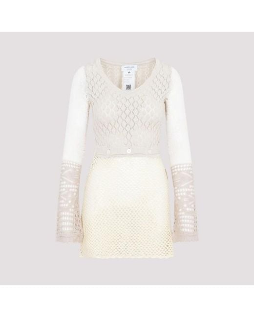MARINE SERRE White Arine Serre Regenerated Crochet Ini Dress