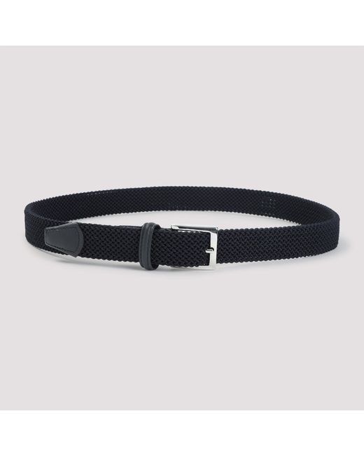 Kiton Black Woven Buckle Belt for men