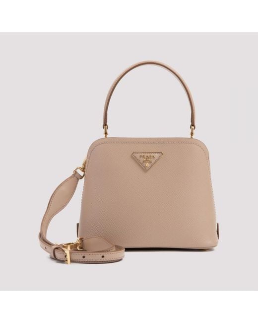 Prada Mini Matinée Nude Saffiano Bag in Natural | Lyst