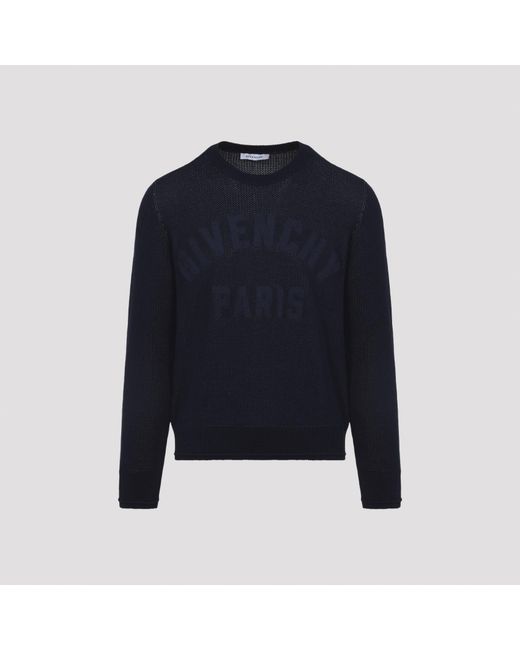 Givenchy Blue Crewneck Sweater Ottoman Detail for men