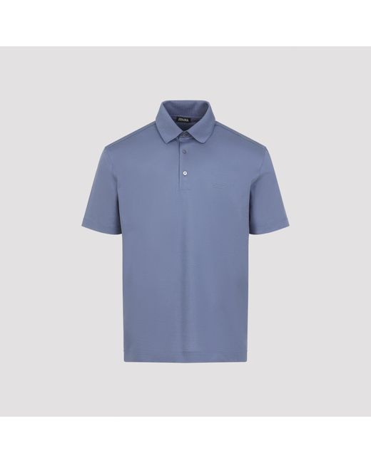 Zegna Blue Cotton Polo for men