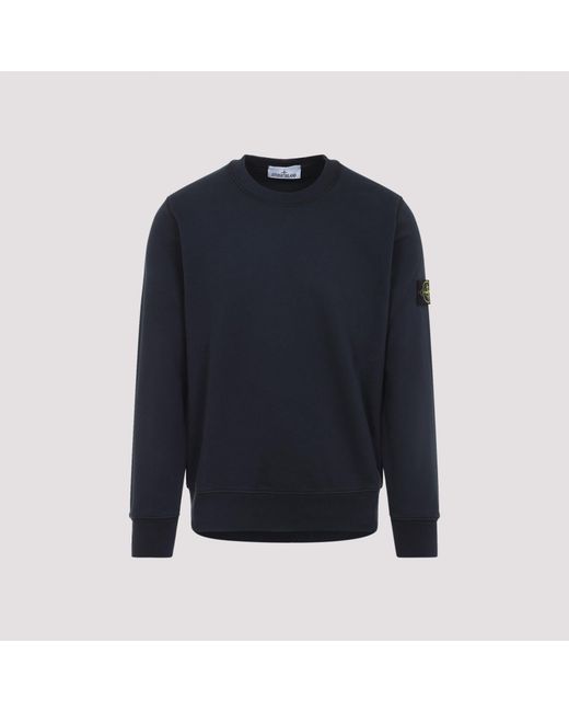 Stone Island Blue Cotton Crewneck Sweater for men