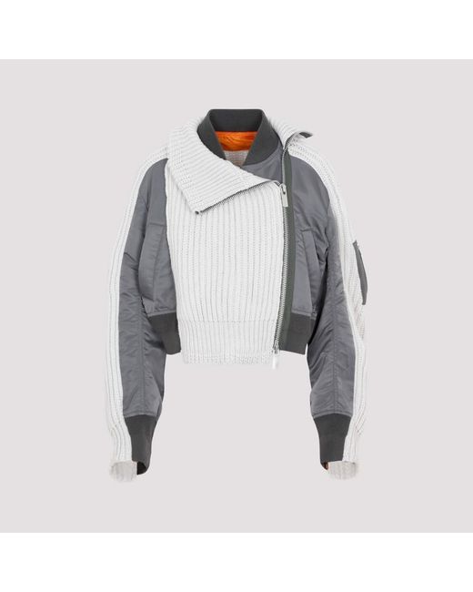 Sacai Wool And Nylon Twill Blouson Jacket in Gray | Lyst