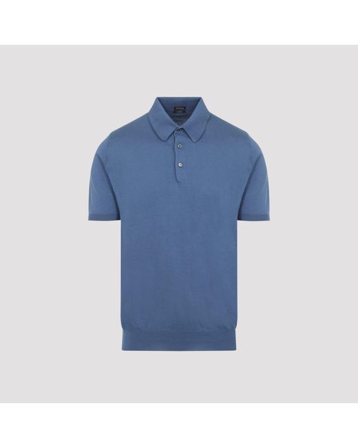 Kiton Blue Cotton Polo for men