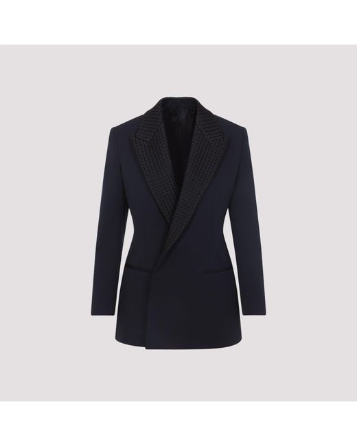 Bottega Veneta Blue Intrecciato Collar Tuxedo Jacket