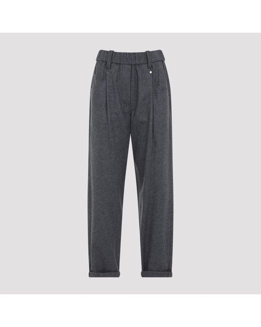Brunello Cucinelli Gray Pull-On Pants