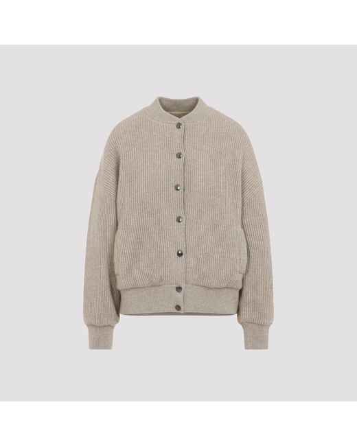 Brunello Cucinelli Natural Cashmere Bomber Jacket For