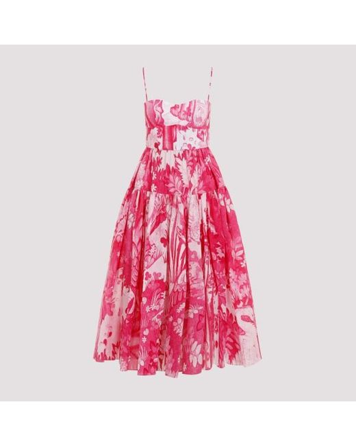Erdem Pink Strappy Tier Fit And Flare Midi Dress