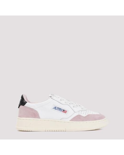 Autry Pink Medalist Suede Sneakers