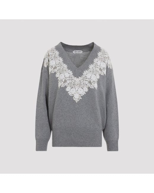 Alberta Ferretti Gray V Neck Sweater