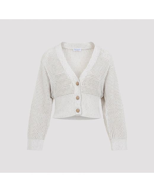 Brunello Cucinelli White Cotton Cardigan