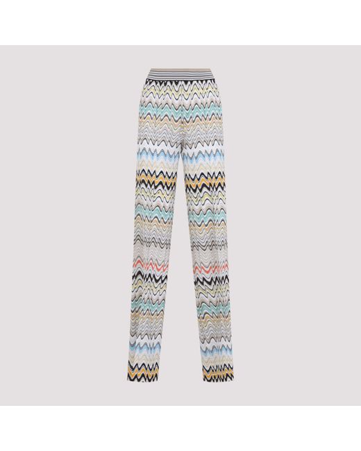 Missoni Multicolor Wide Zigzag Viscose And Cotton Trousers