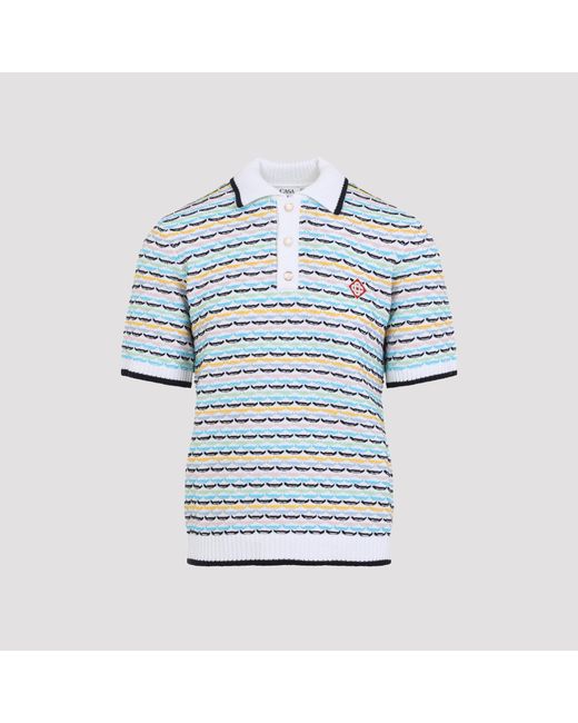 Casablanca Blue Tuck Stitch Polo Shirt for men