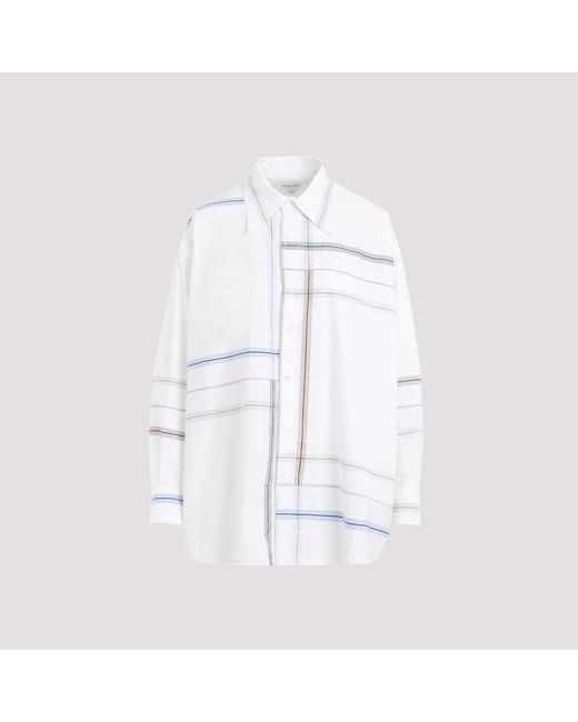Bottega Veneta White Checkered Loose Fit Shirt