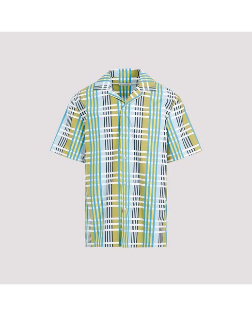 Lanvin Blue Checkered Design Cotton Shirt for men