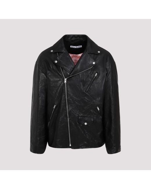 Acne Black Leather Jackets for men