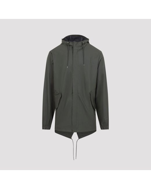 Rains Gray Polyester Fishtail Jacket for men