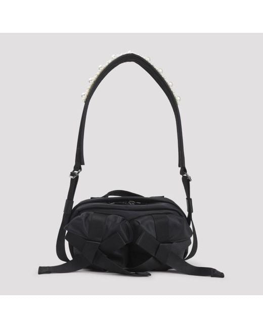 Simone Rocha Black Classic Bow Crossbody Bag With Emboidery Unica