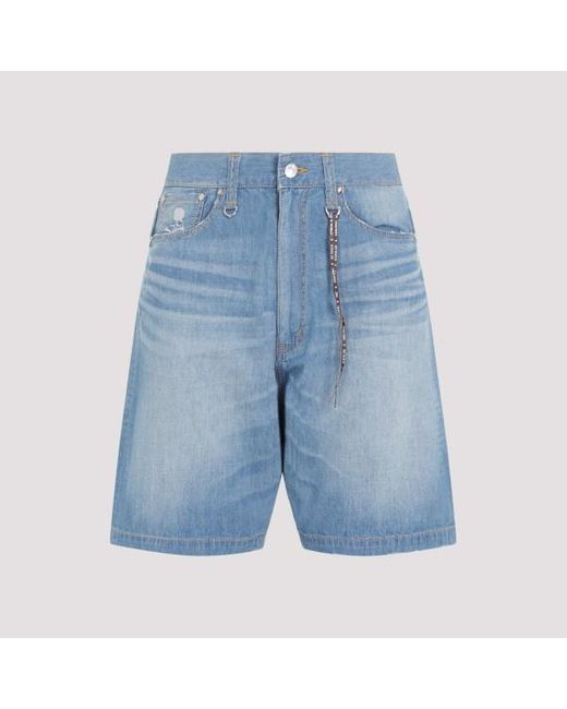 Mastermind Japan Blue Asterind Word Waist Deni Shorts for men