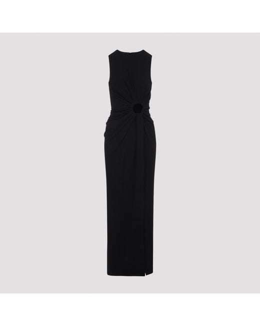 Sportmax Black Spxsaletta – Long Stretch Jersey Dress With Draping And Cut-Out