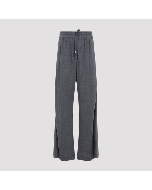 Brunello Cucinelli Gray Cotton-Silk Blend Pants