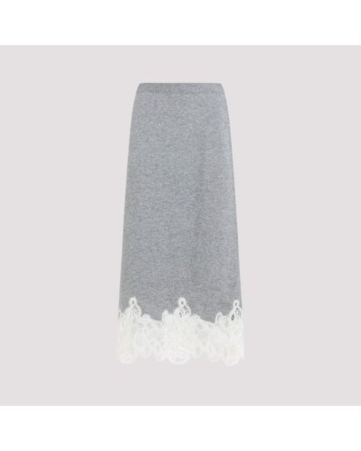 Fabiana Filippi Gray Virgin Wool Midi Skirt