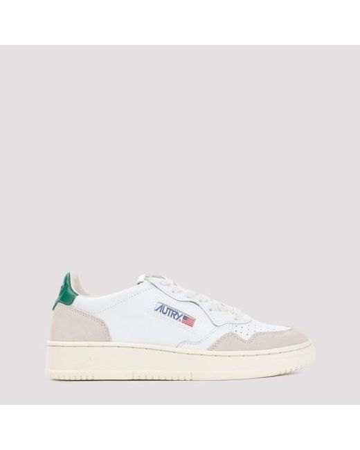 Autry White Medalist Suede Green Sneakers