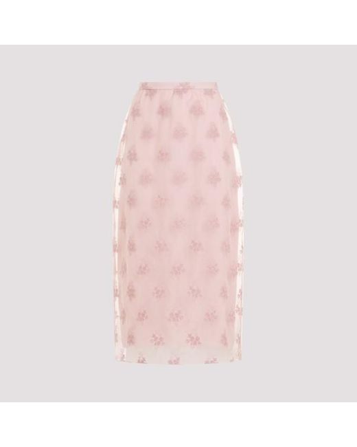 Erdem Pink Midi Slip Pencil Skirt