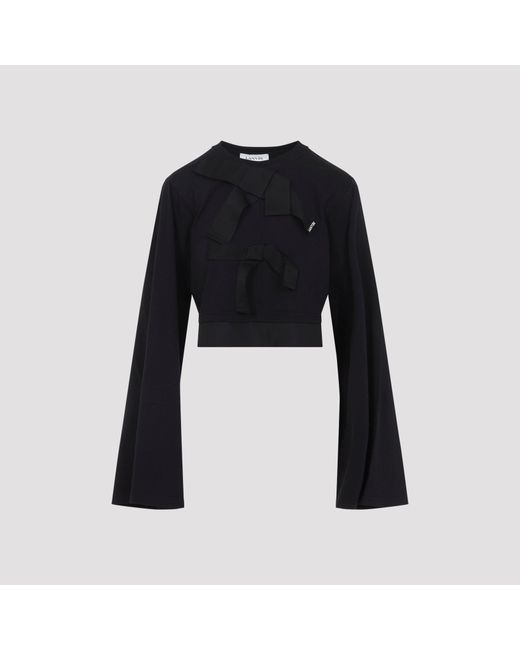 Lanvin Black Grosgrain Cotton Top