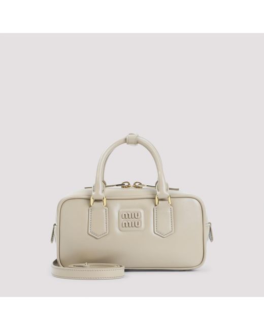 Miu Miu Natural Arcadie Calf Leather Handbag