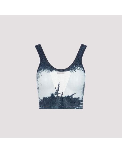 DIESEL Blue Chic Cropped Mini Top With Sleeveless Design