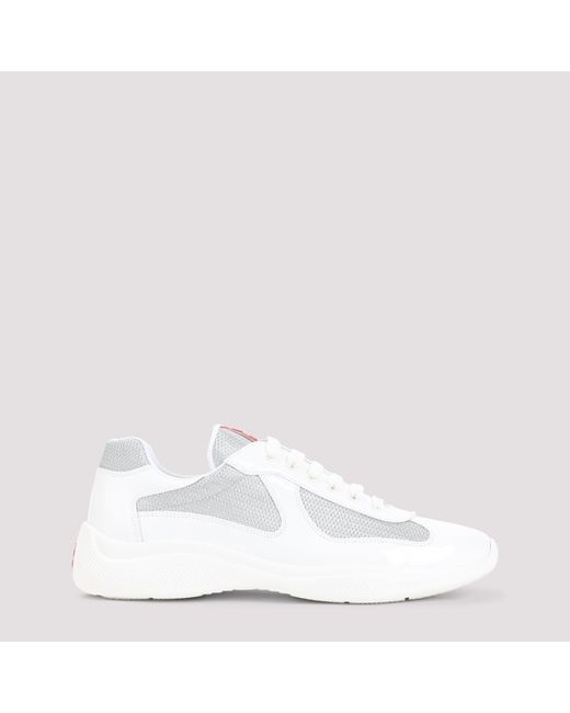 Prada White Patent Leather And Technical Fabric America's Cup Sneakers for men